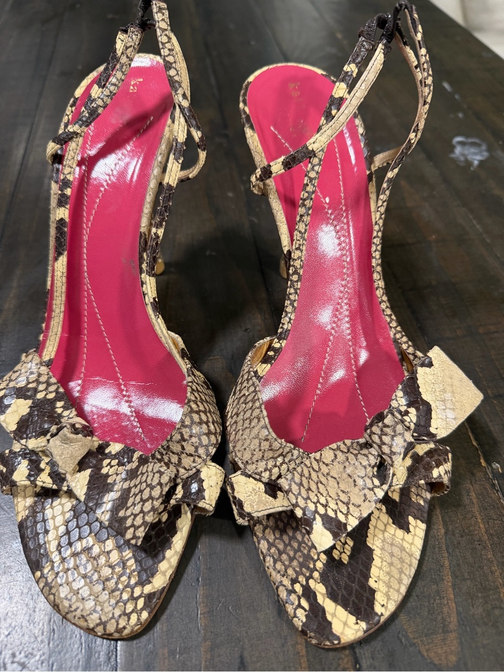 kate spade Pink Insole Snake-Print Slingback Heels size 8.5